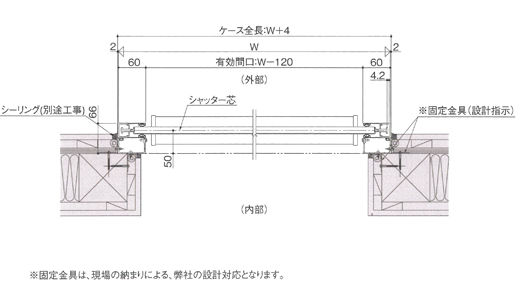 P型ケース 手動式＜外巻＞納まり図 1